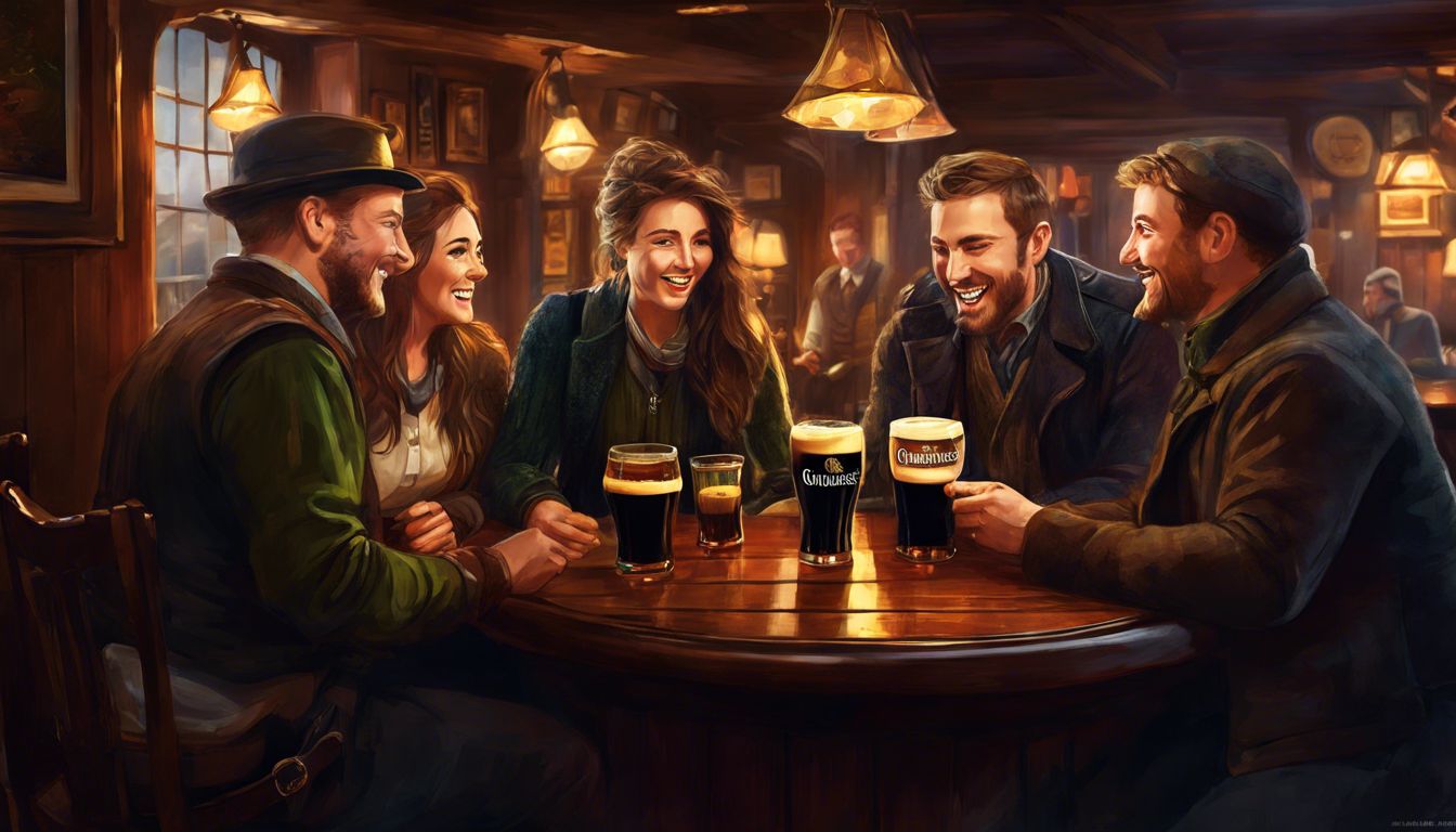 A group of people sitting around a table drinking beer.