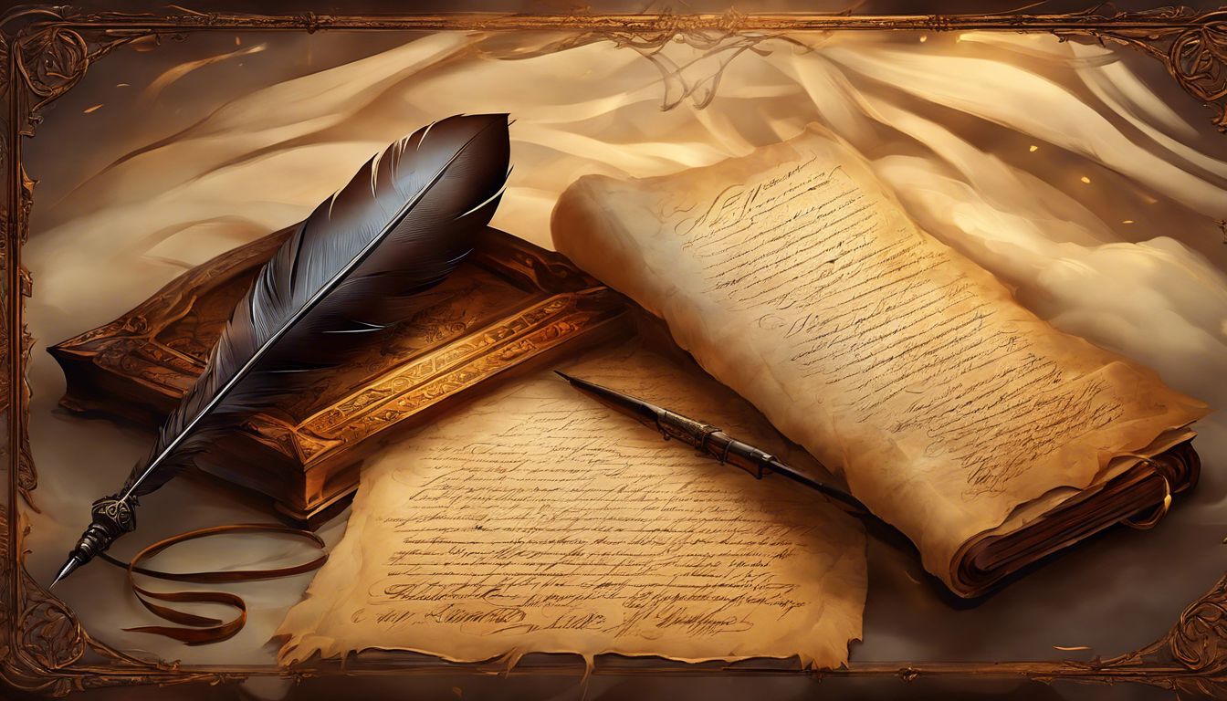 An old book with a feather and a quill.