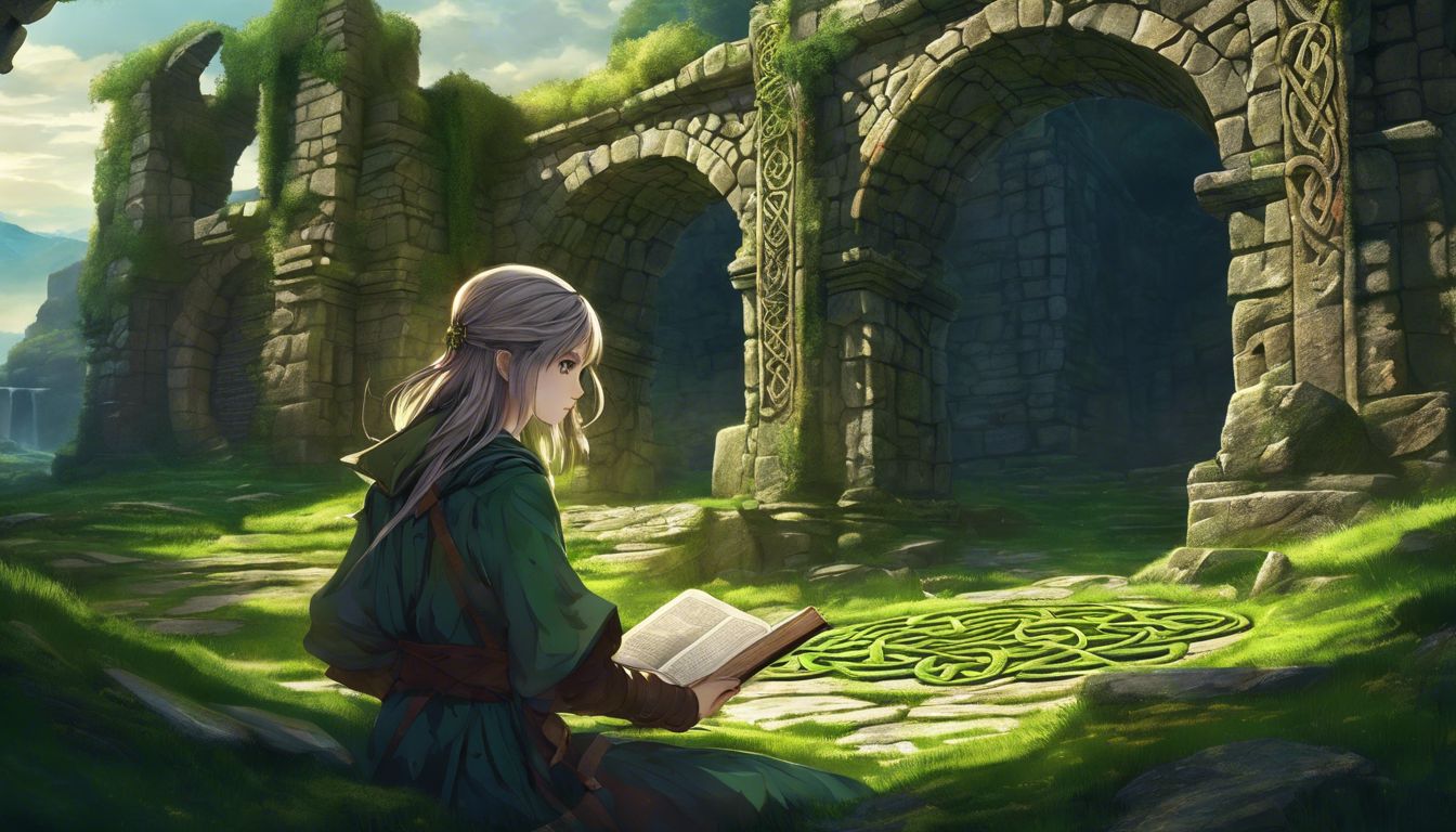 A girl is reading a book in front of a castle.